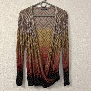 Nic + Zoe 4 Way Cardigan Lightweight Sheer Southwest Size L Knit Travel Casual